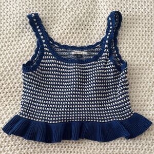 American Eagle Blue and White Knit Top